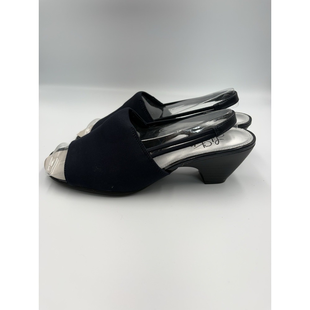 LifeStride Women's Black Fabric Open Toe Slingback Wedge Heel US 9M - Picture 2 of 8